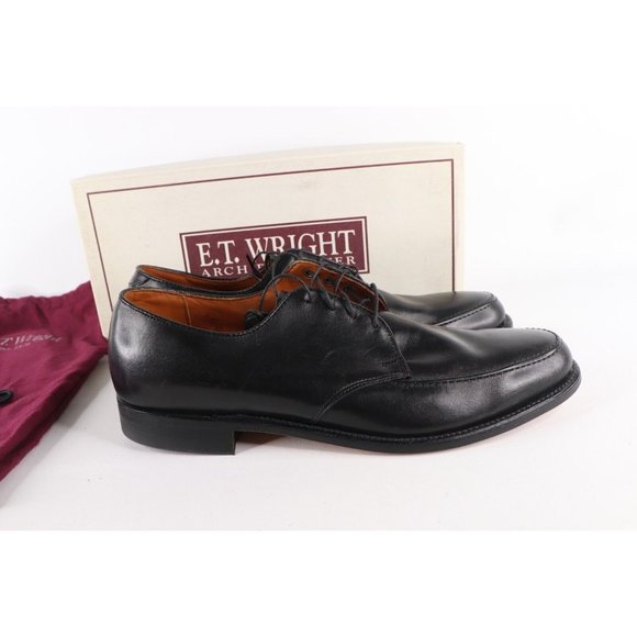 NOS Vintage 90s Mens Size 11 2A Leather Moc Toe Lace Dress Shoes Black USA main image 9